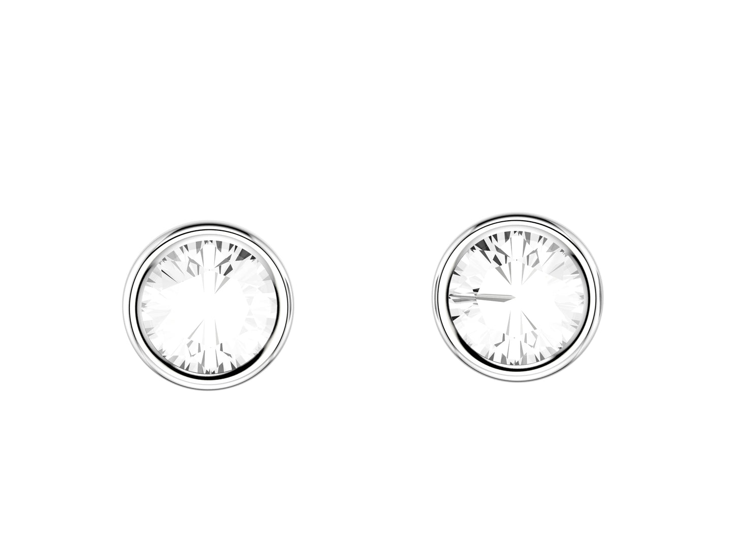 Sterling silver, white sapphire
Forever earrings, 925 sterling silver, each set with a brilliant-cut diamond totaling 0.14 carat. Diameter of the pattern: 5.0 mm.