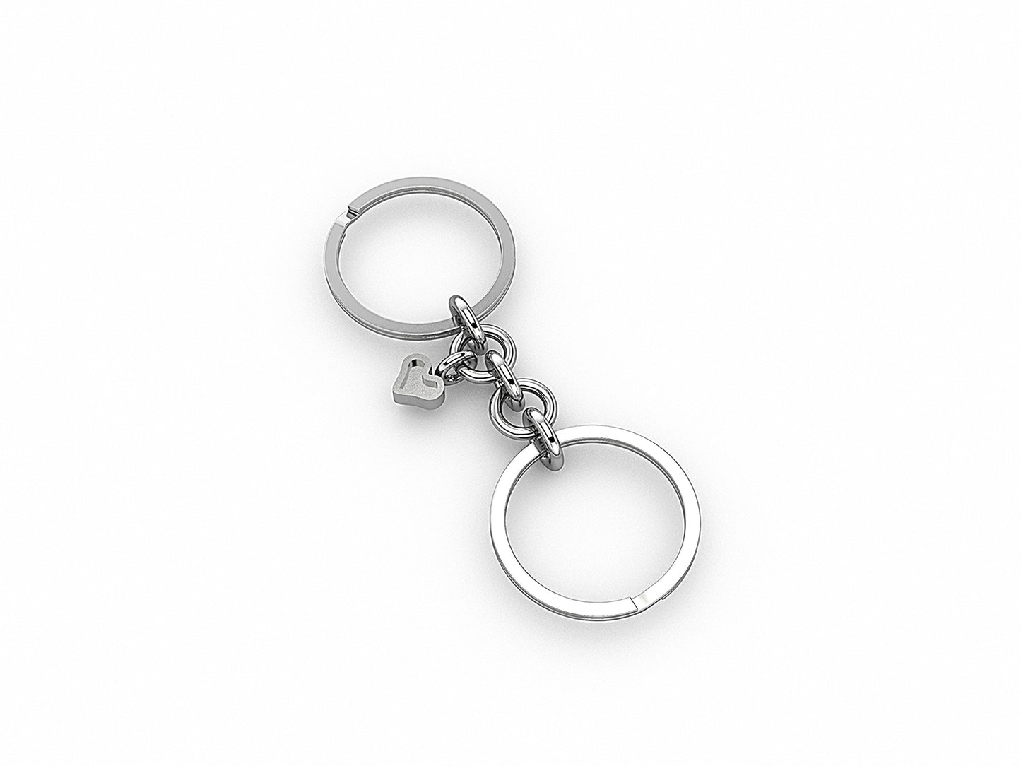 HEART KEY RING with two Circles in Sterling Silver