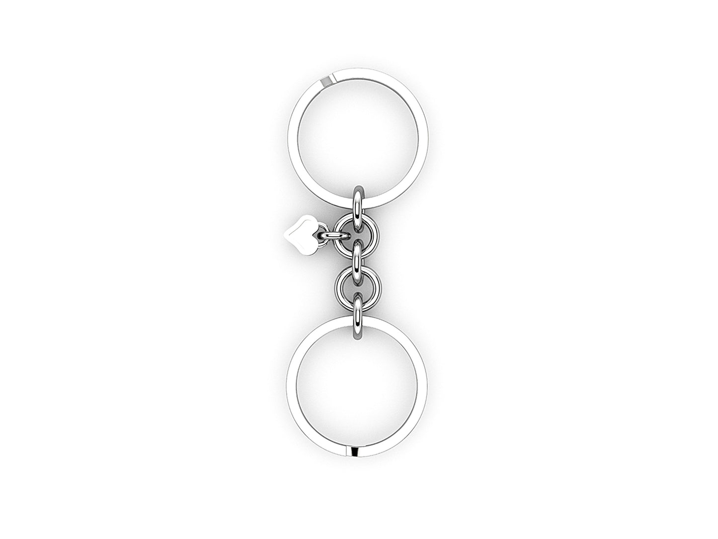 HEART KEY RING with two Circles in Sterling Silver