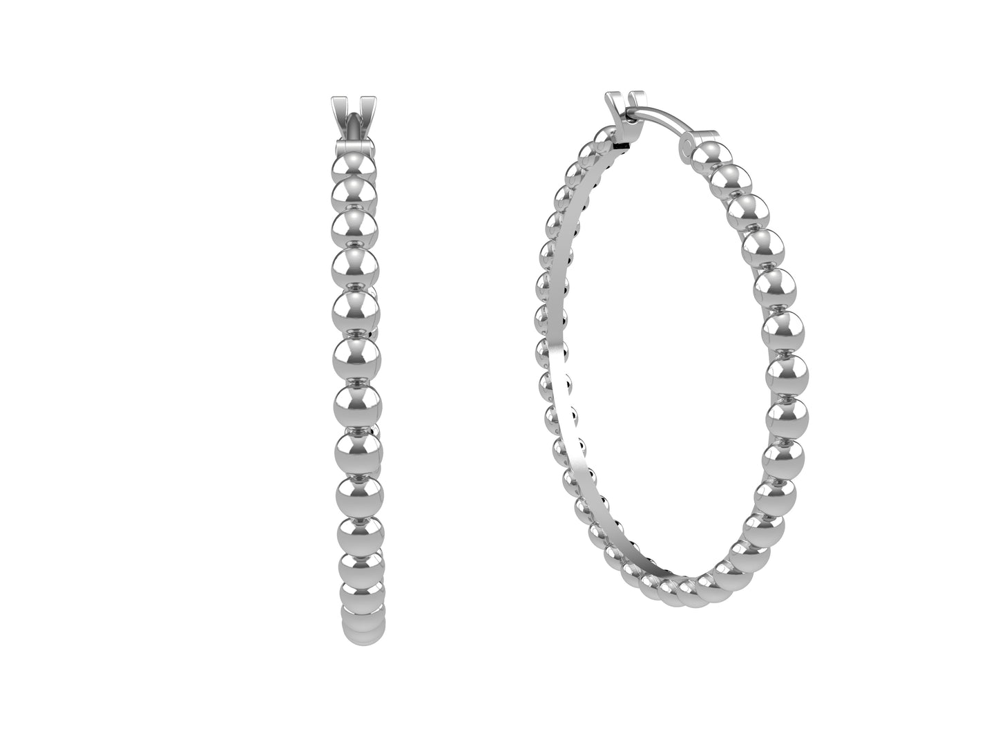 Hit New Style earrings, 18K white gold. Diameter 12 mm.