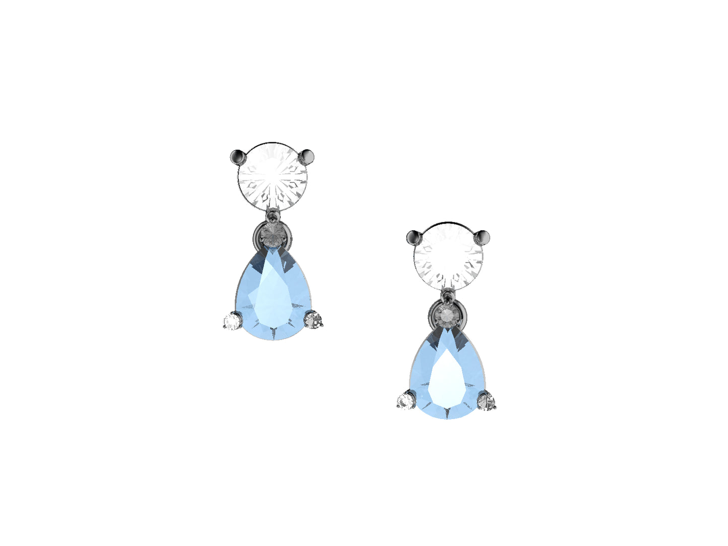 Gemme's De La Divinite earrings, sterling silver, 2 pear cut topazes, 2 pear cut topazes.