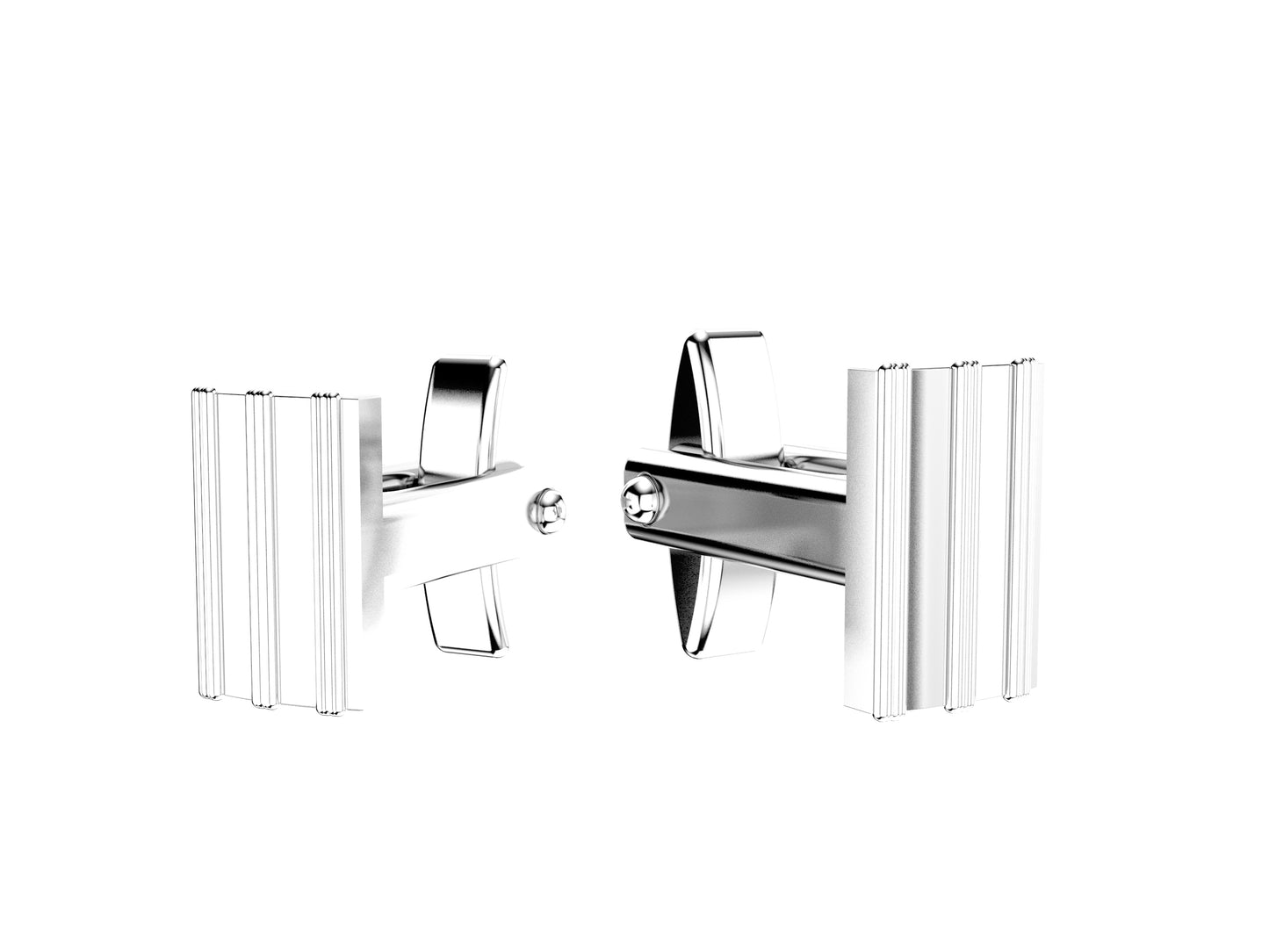 Hit New Style cufflinks in palladium-finished sterling silver. Dimensions: 15.5 mm high x 12,5x7 mm wide.
