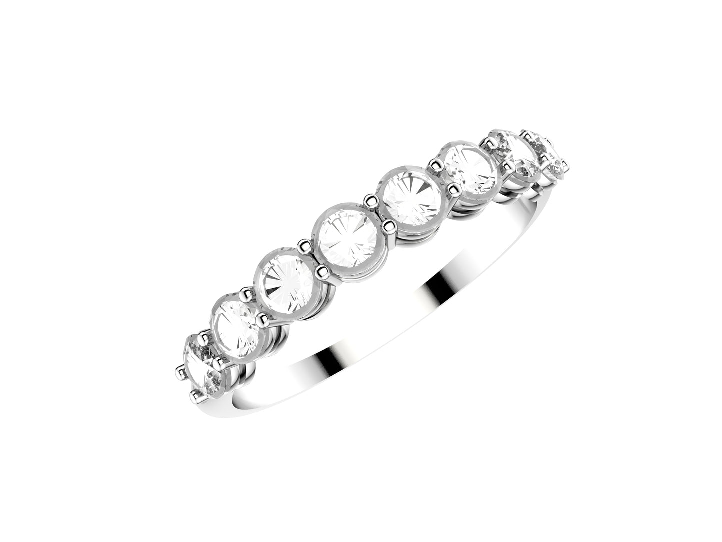 Gemmes De La Divinite wedding band, platinum 950%, set with 8 brilliant-cut diamonds totaling 0.8 carat. Width 2.5 mm.