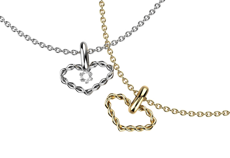 Necklaces & Pendants / two heart pendants in white and yellow gold / MatiJaro