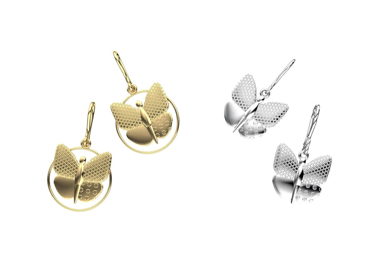 Earrings / butterfly earrings in silver and gold / MatiJaro