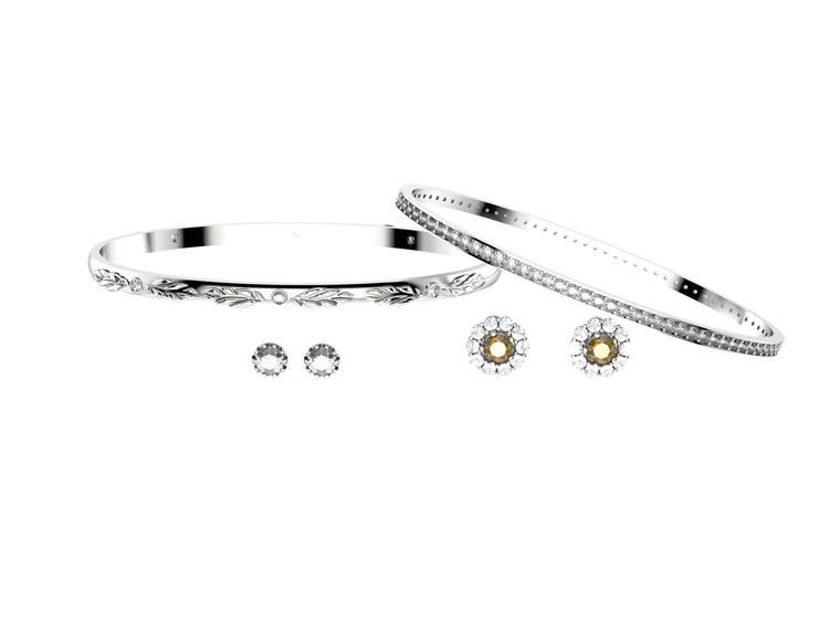 Wedding Day Jewelry / earrings and two bracelets with diamonds / MatiJaro