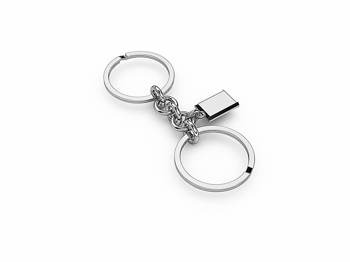 HIT NEW STYLE KEY RING Two Circles in Sterling Silver