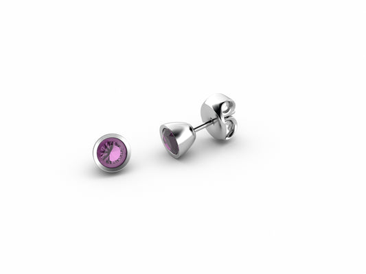 GEMMES DE LA DIVINITE EARRINGS. 
Sterling silver, pink garnet
