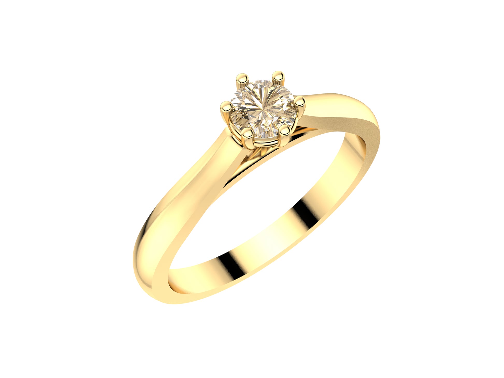 Forever engagement ring, 18K yellow gold, set with a brilliant-cut diamond available in 0.2 to 0.29 carats. 