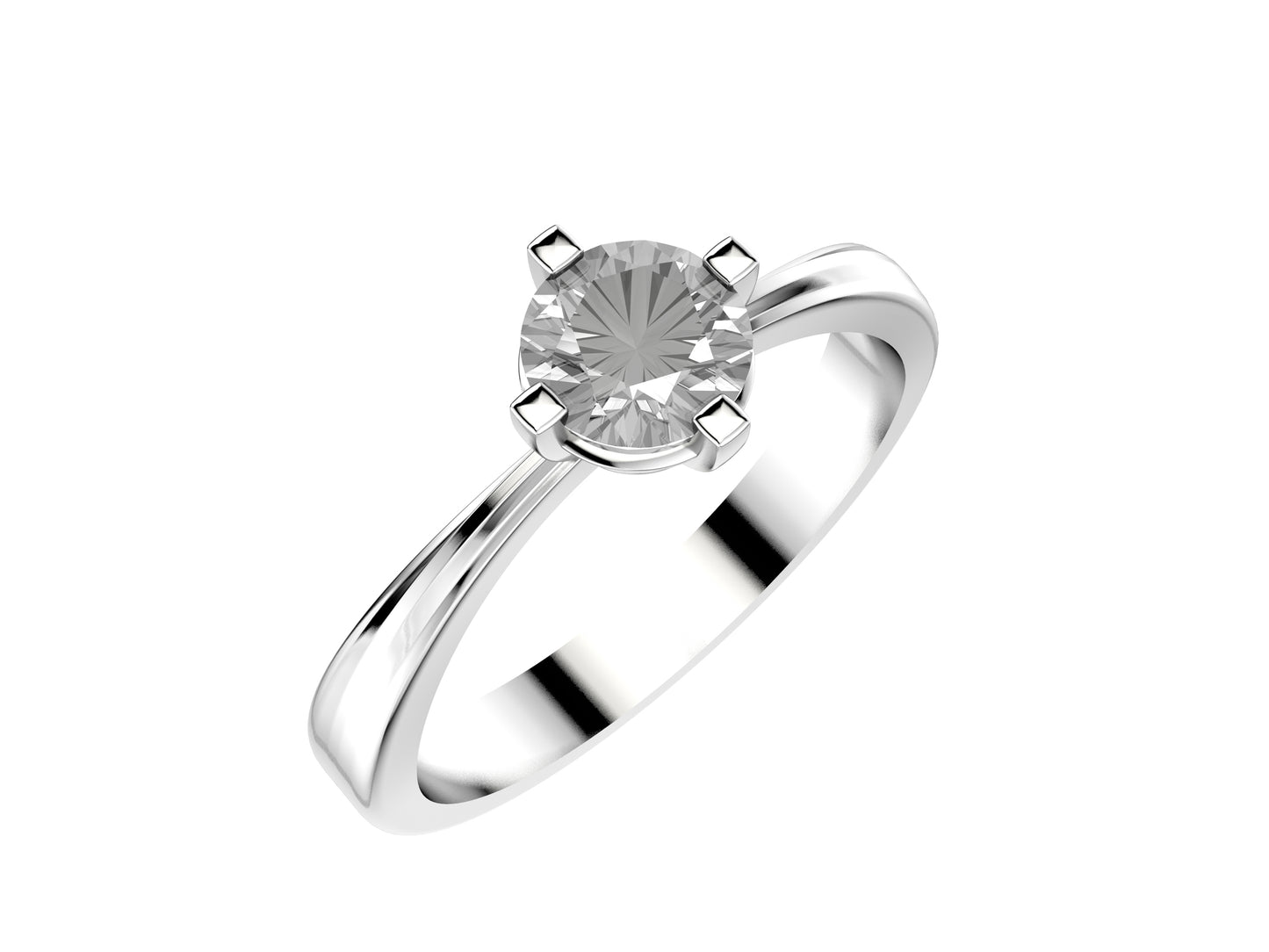 Forever engagement ring, 18K white gold, set with a brilliant-cut diamond available in 0.5 to 0.59 carats. 