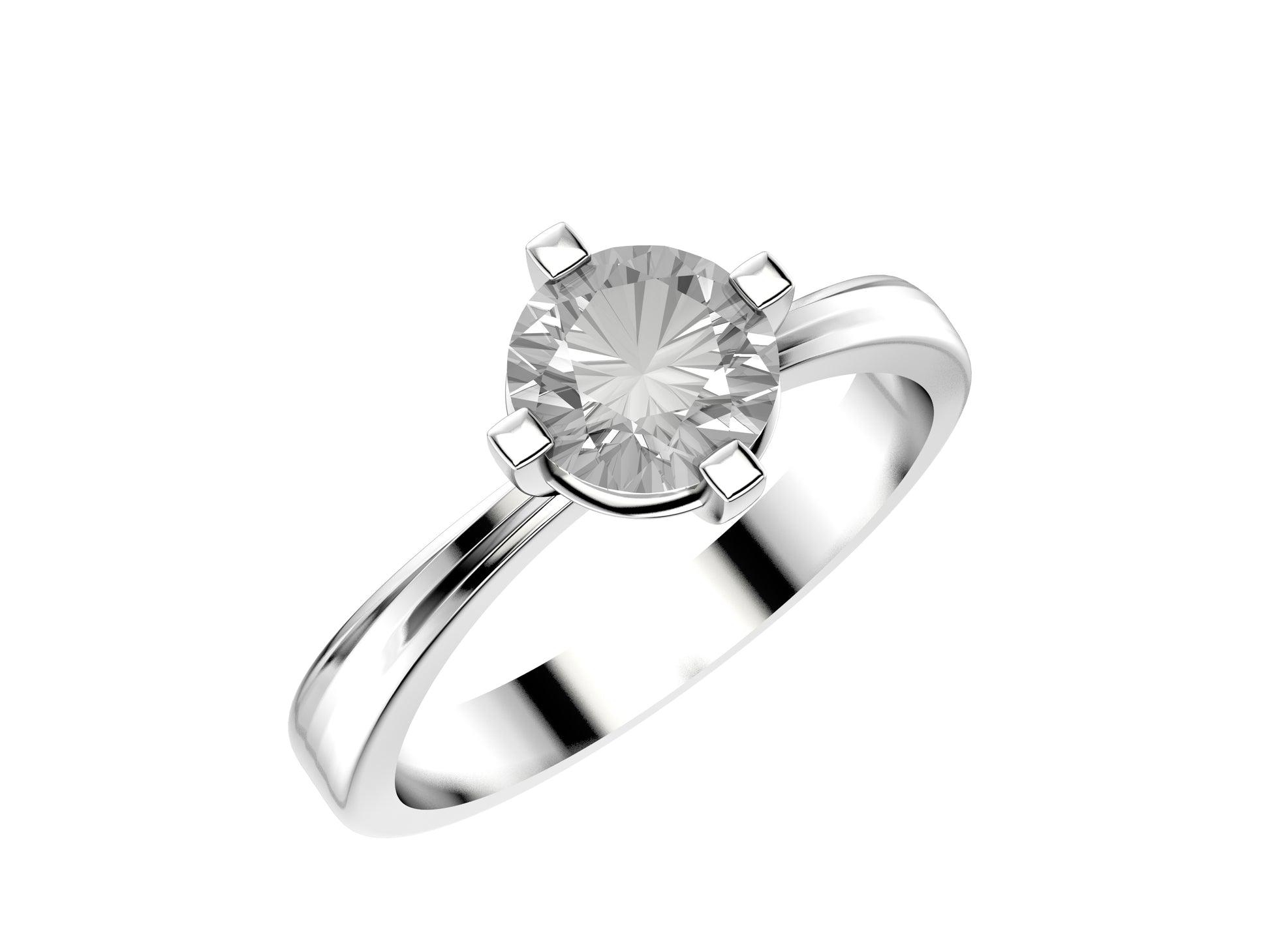 Forever engagement ring, 18K white gold, set with a brilliant-cut diamond available in 0.7 to 0.79 carats. 