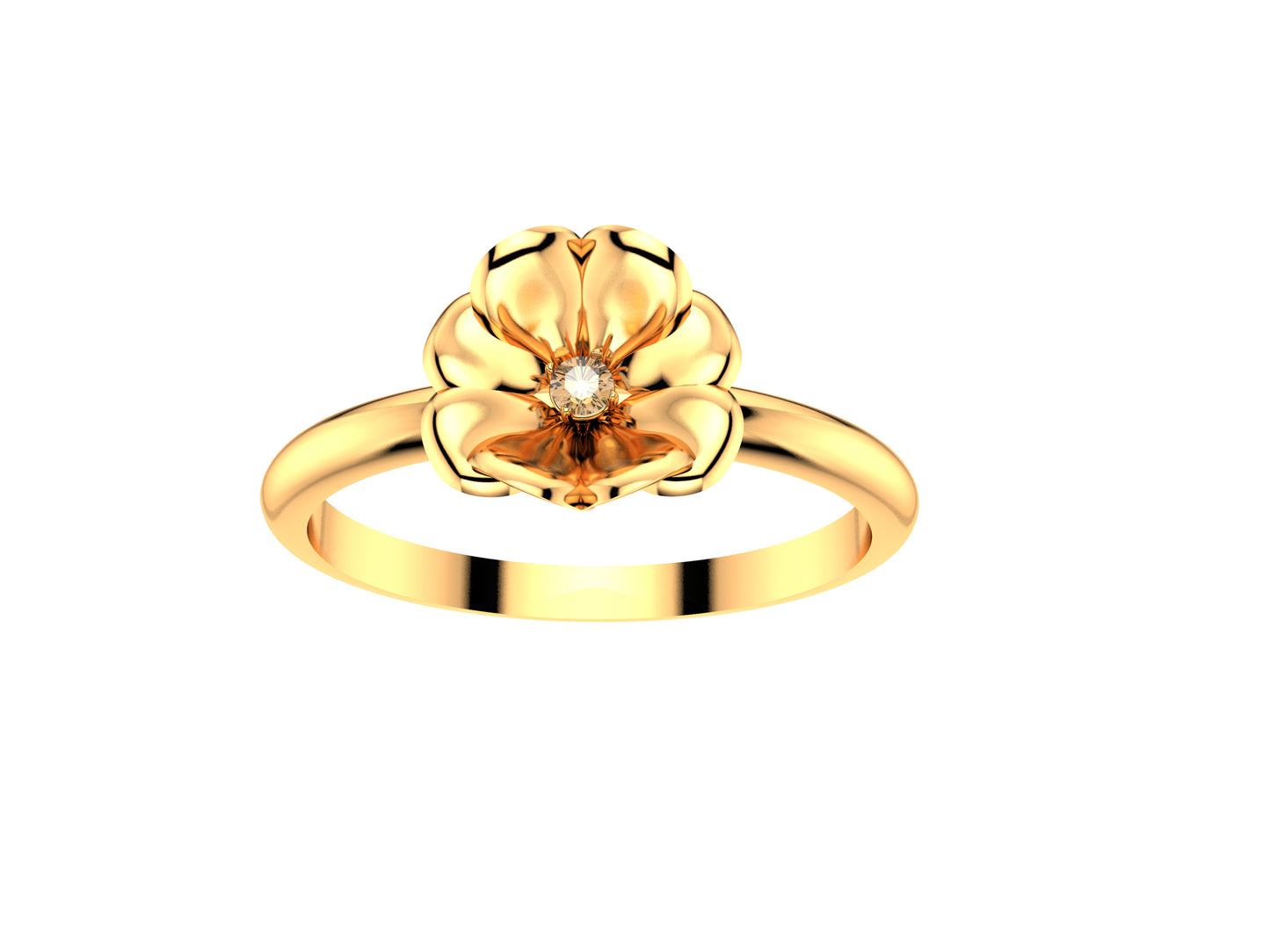 Flores de MatiJaro ring, 18K rose gold set with brilliant-cut diamond totaling 0.015 carat. Width of the pattern: 8.0 mm.