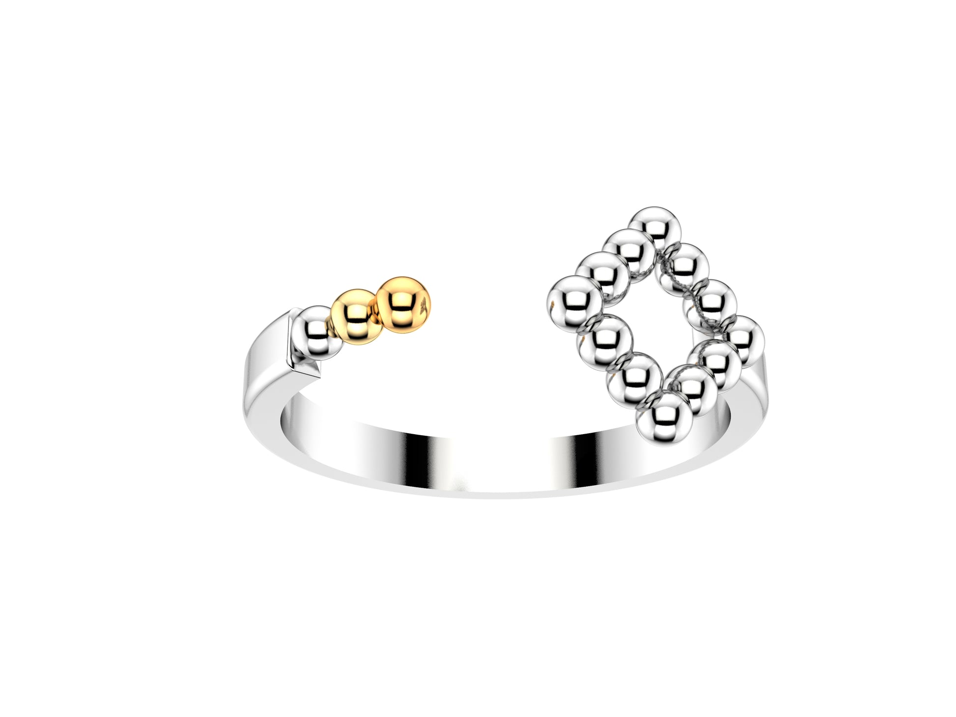 MatiJaro MJ ring, 18K white gold, yellow gold, rose gold. Width of the pattern: 8.0 mm.