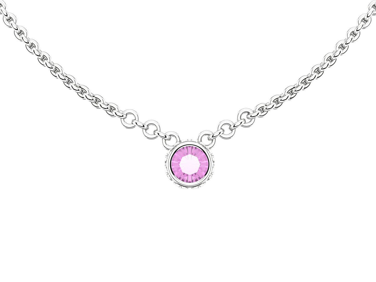Gemmes De La Divinite necklace, 18K white gold, set with a pink sapphire. Chain length: 380 to 410 mm.    