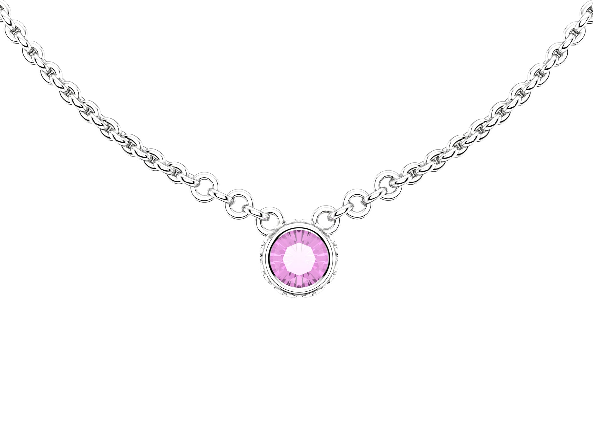 Gemmes De La Divinite necklace, 18K white gold, set with a pink sapphire. Chain length: 380 to 410 mm.    