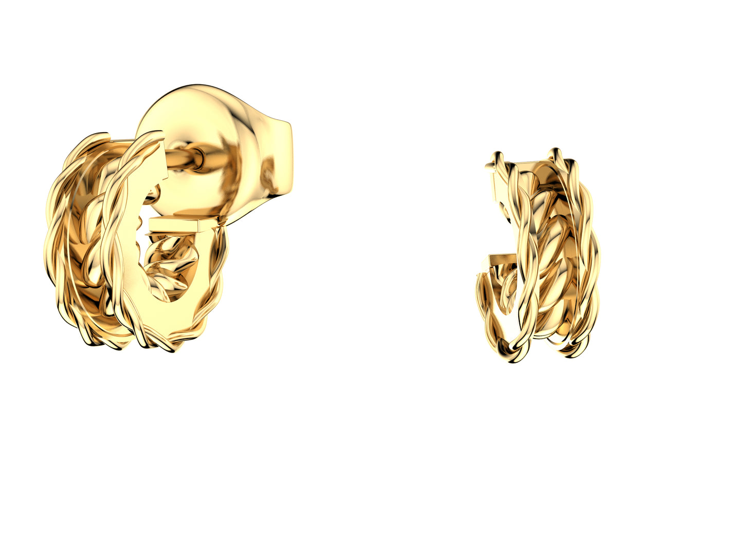 Hit New Style earrings, 18K yellow gold. Width: 10 mm.