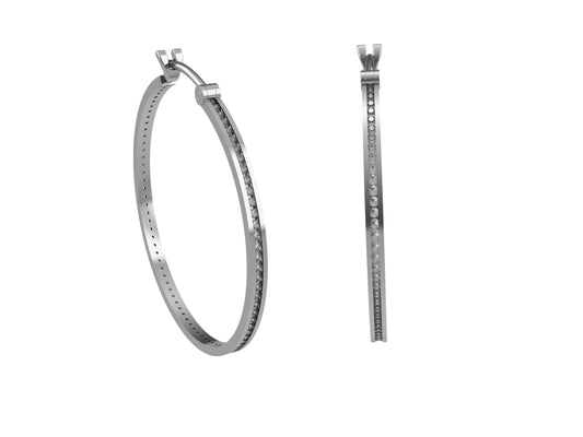 Forever earrings, 18K white gold, each set with 158 brilliant-cut diamonds totaling 0.57 carat.