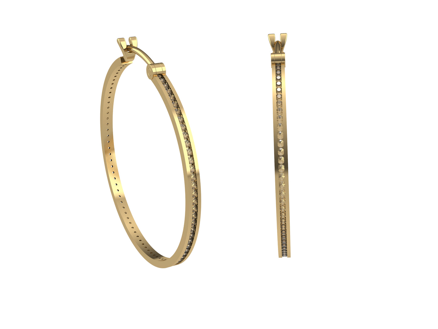 Forever earrings, 18K yellow gold, each set with 158 brilliant-cut diamonds totaling 0.57 carat.