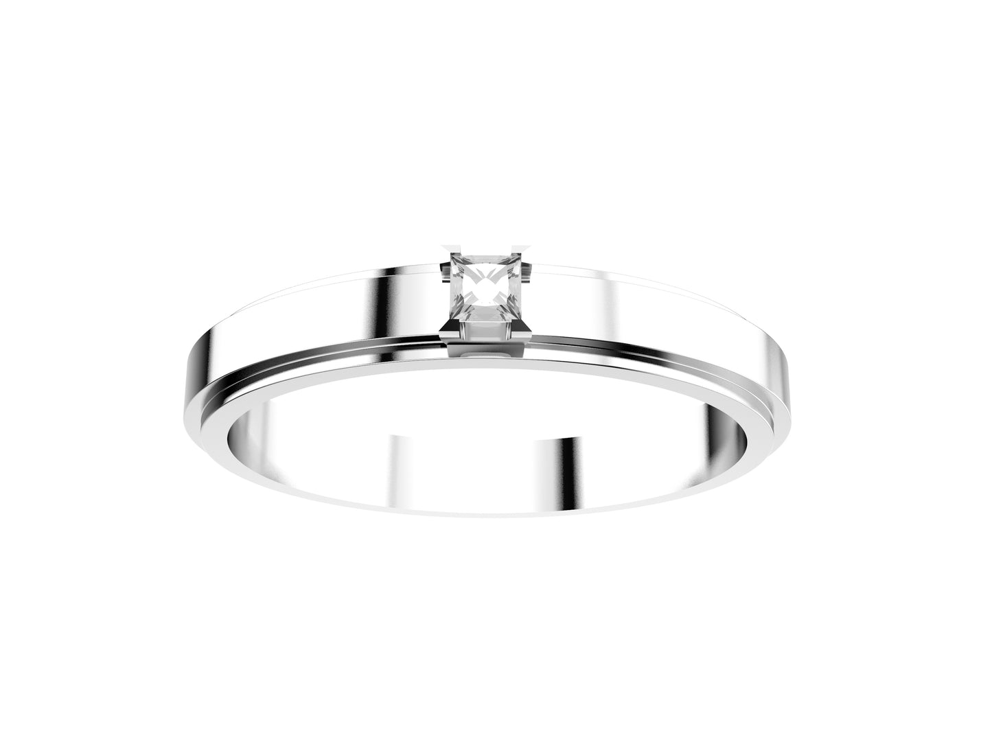 Forever wedding band, width 3.0 mm, platinum 950‰, set with a princess-cut diamond of 0.05 carat.