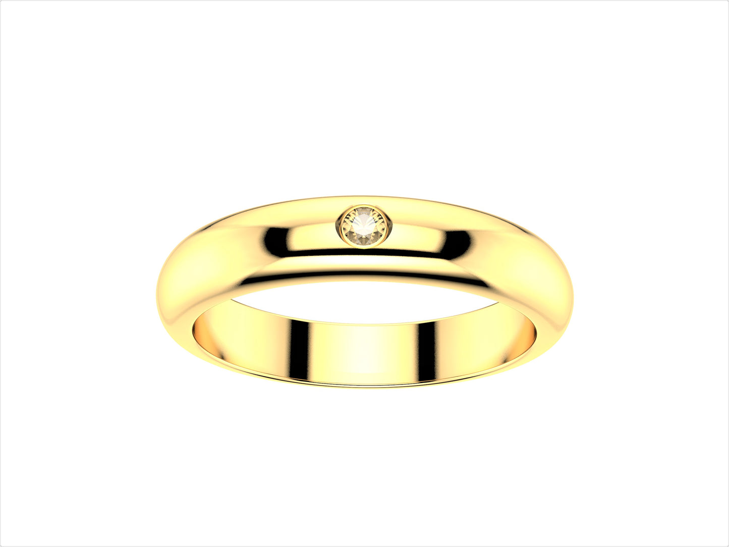 Love wedding band, width 3.5 mm, 18K yellow gold, set with a brilliant-cut diamond of 0.015 carat.