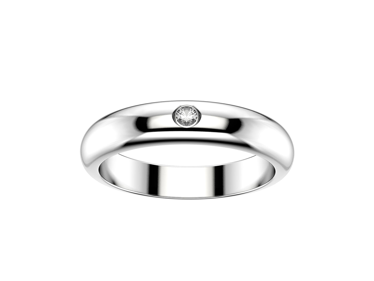 Love P wedding band, width 3.5 mm, platinum 950‰, set with a brilliant-cut diamond of 0.015 carat.