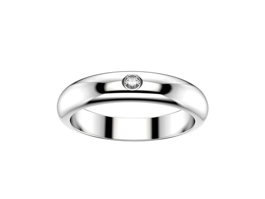 Love P wedding band, width 3.5 mm, platinum 950‰, set with a brilliant-cut diamond of 0.015 carat.