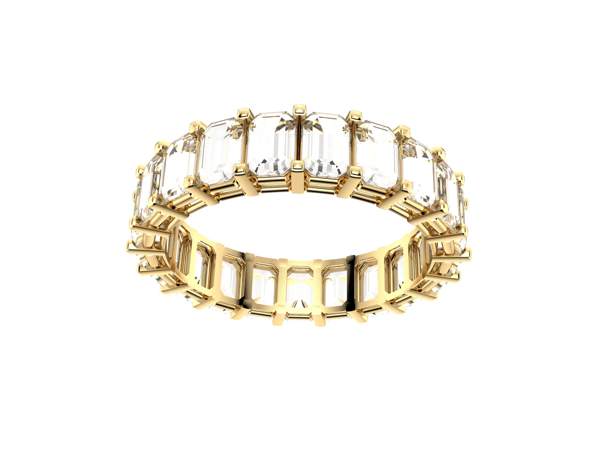 Gemmes De La Divinite wedding band, width 4.0 mm, 18 K yellow gold, set with 21 brilliant-cut diamonds totaling 2.9 carats.