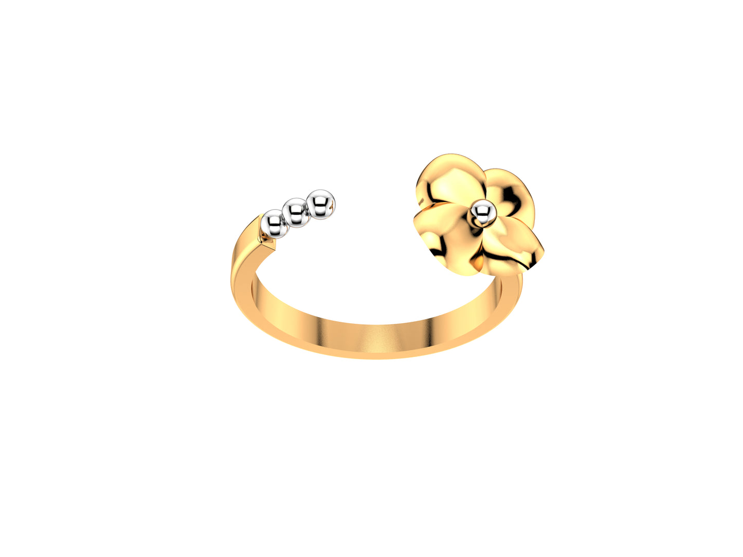 Flores de MatiJaro ring, 18K rose gold, 18K white gold. Width of the pattern: 9.2 mm.