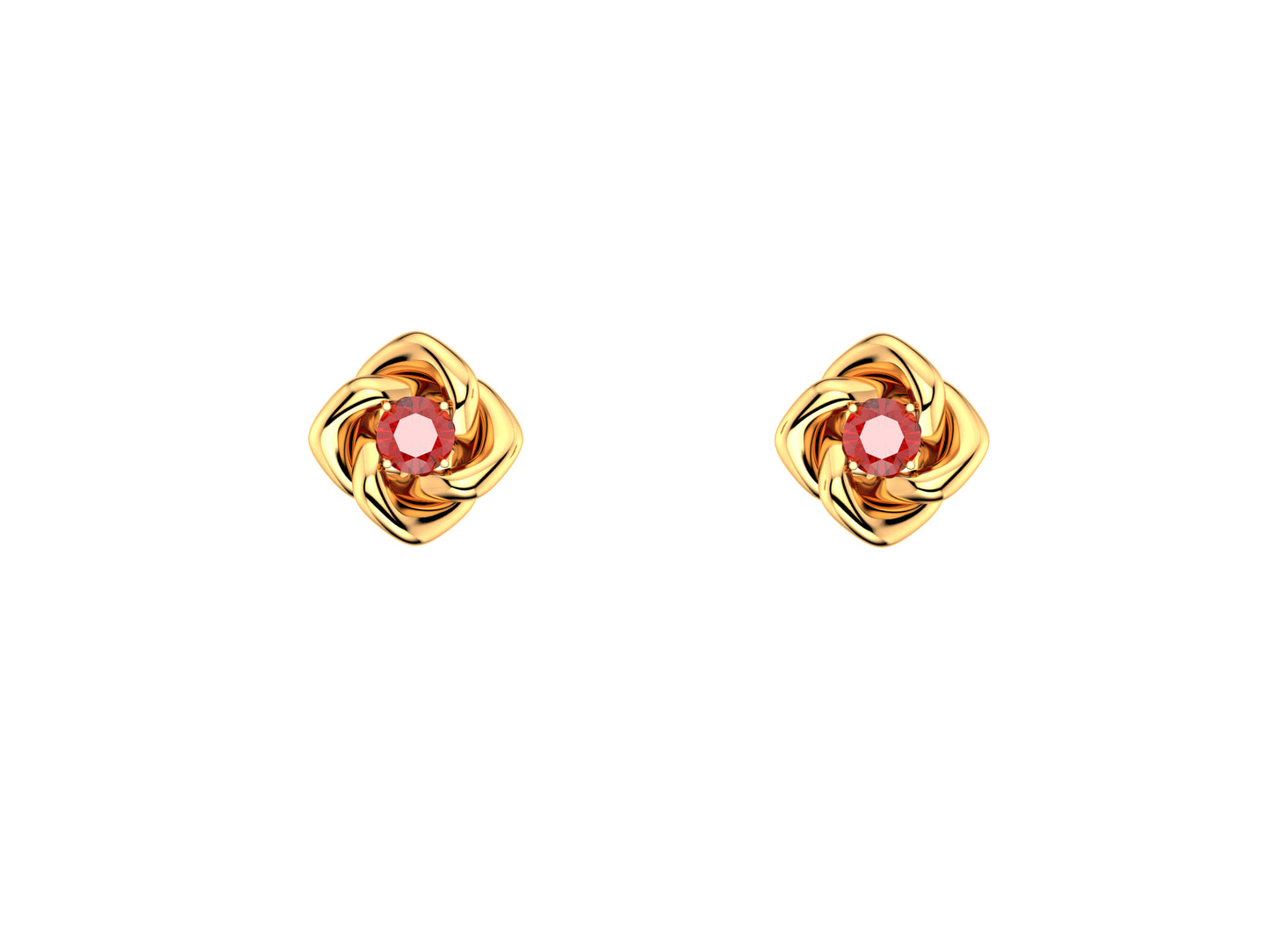 Gemmes De La Divinite earrings, 18K rose gold, 2 rubies. Diameter of the pattern: 8.5 mm.