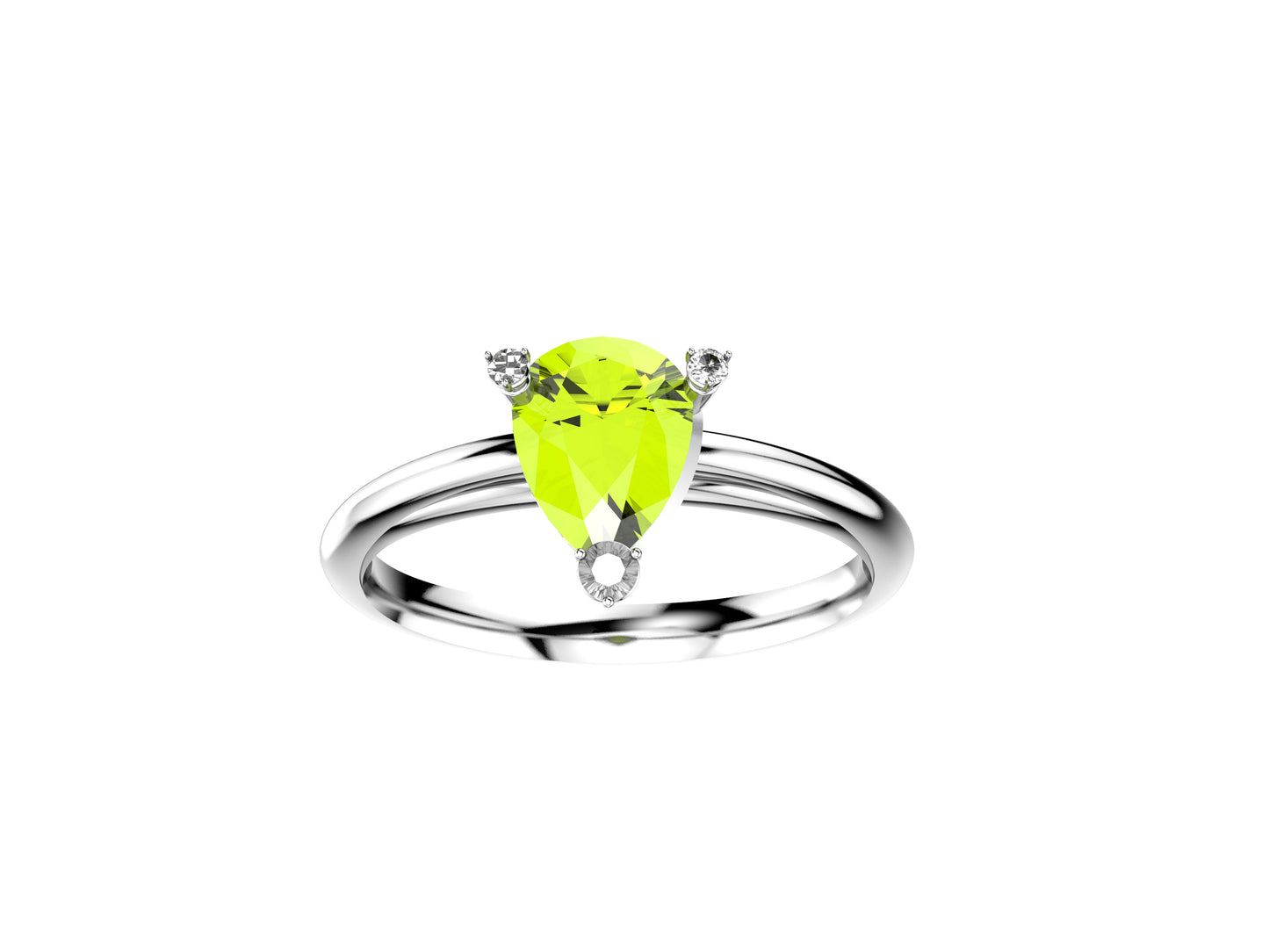 Gemmes De La Divinite pear-shaped engagement ring, 950‰ platinum, set with a chrystoberyl and paved with brilliant-cut diamonds.