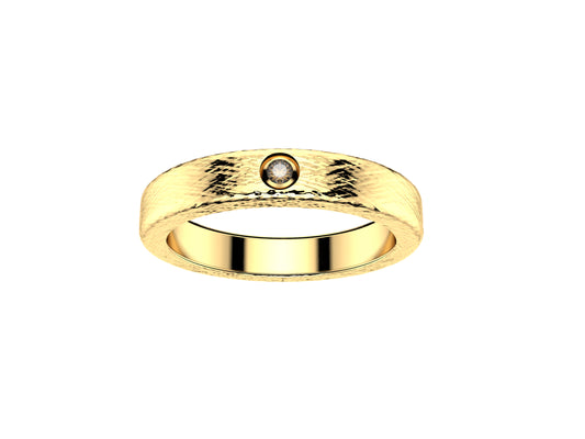 Love wedding band, width 3 mm, 18 K yellow gold, set with a brilliant-cut diamond of 0.014 carat.