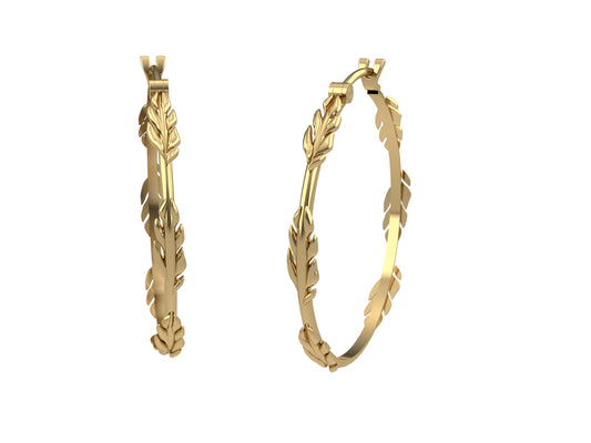 Flores de MatiJaro earrings, 18K yellow gold. Inner diameter 30 mm. 