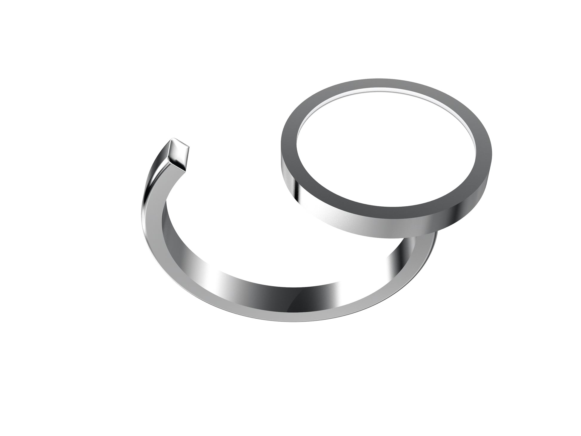 Hit New Style ring, 18K white gold set with enamel. Width of the pattern: 13.5 mm.