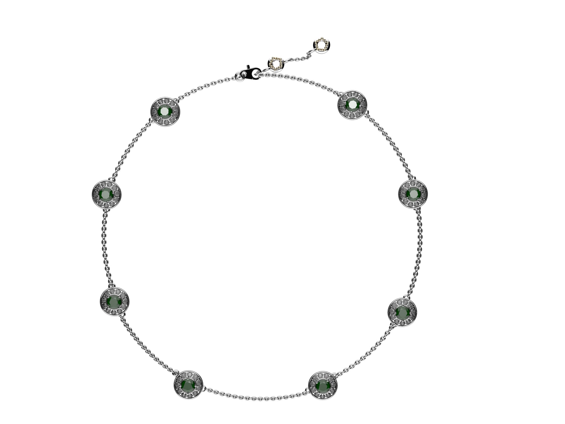 Gemme's De La Divinite necklace, 18K white gold, set with green perodit and set with brilliant-cut pavé diamonds.