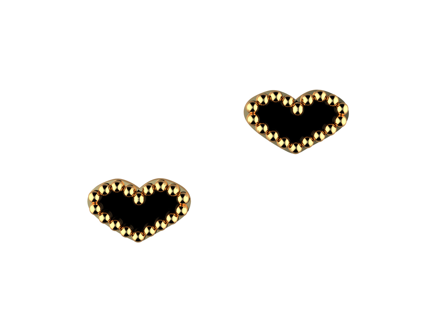 MatiJaro Heart earrings, 18K rose gold, onyx.