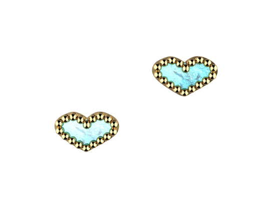 MatiJaro Heart earrings, 18K yellow gold, tourmaline.