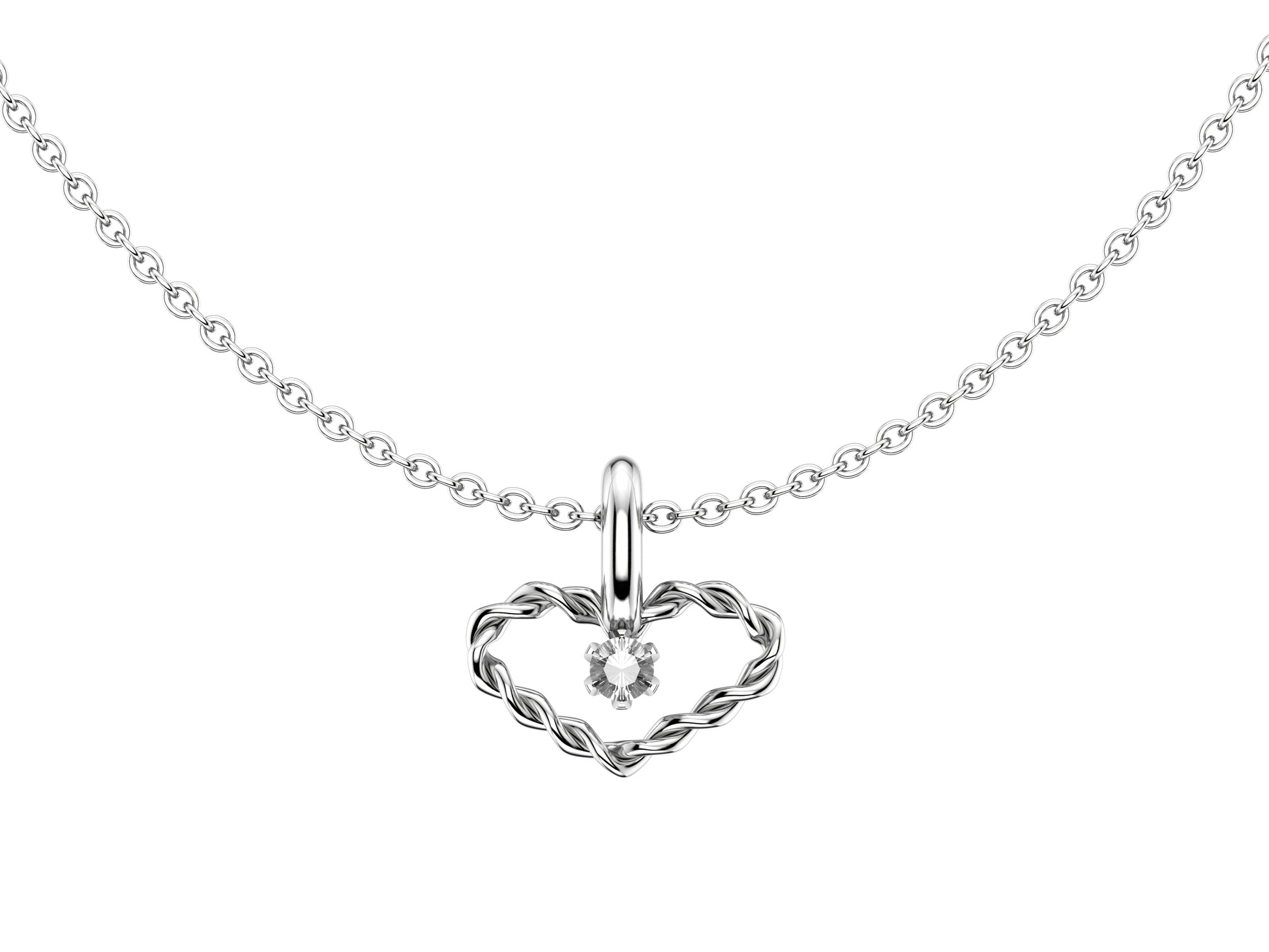 MatiJaro Heart necklace,18K white gold, set with 1 brilliant-cut diamond totaling 0.1 carats, white gold chain. Inner diameter: 8 mm x 15 mm. Adjustable chain length: 38-41 cm. 