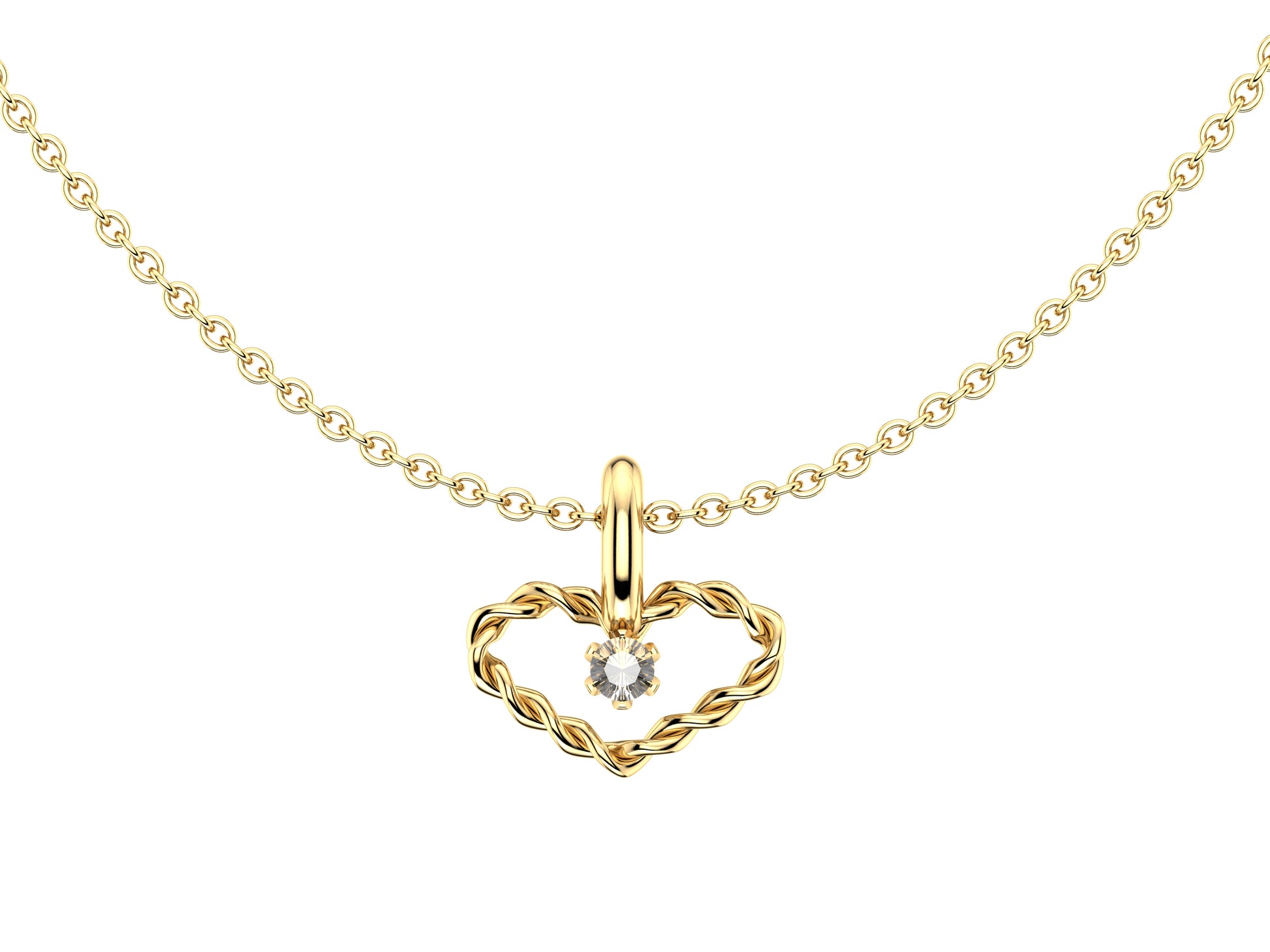 MatiJaro Heart necklace, yellow gold, set with 1 diamond, yellow gold chain. Inner diameter: 8 mm x 15 mm. Adjustable chain length: 38-41 cm