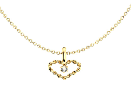 Heart necklace, 18K yellow gold, set with 1 brilliant-cut diamond totaling 0.1 carats, yellow gold chain. Inner diameter: 8 mm x 15 mm. Adjustable chain length: 38-41 cm. 