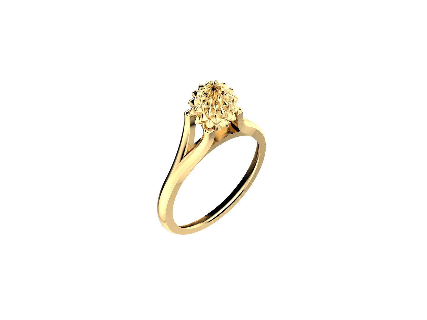 Flores de MatiJaro ring, 18K yellow gold. Width of the pattern: 6.6 mm.