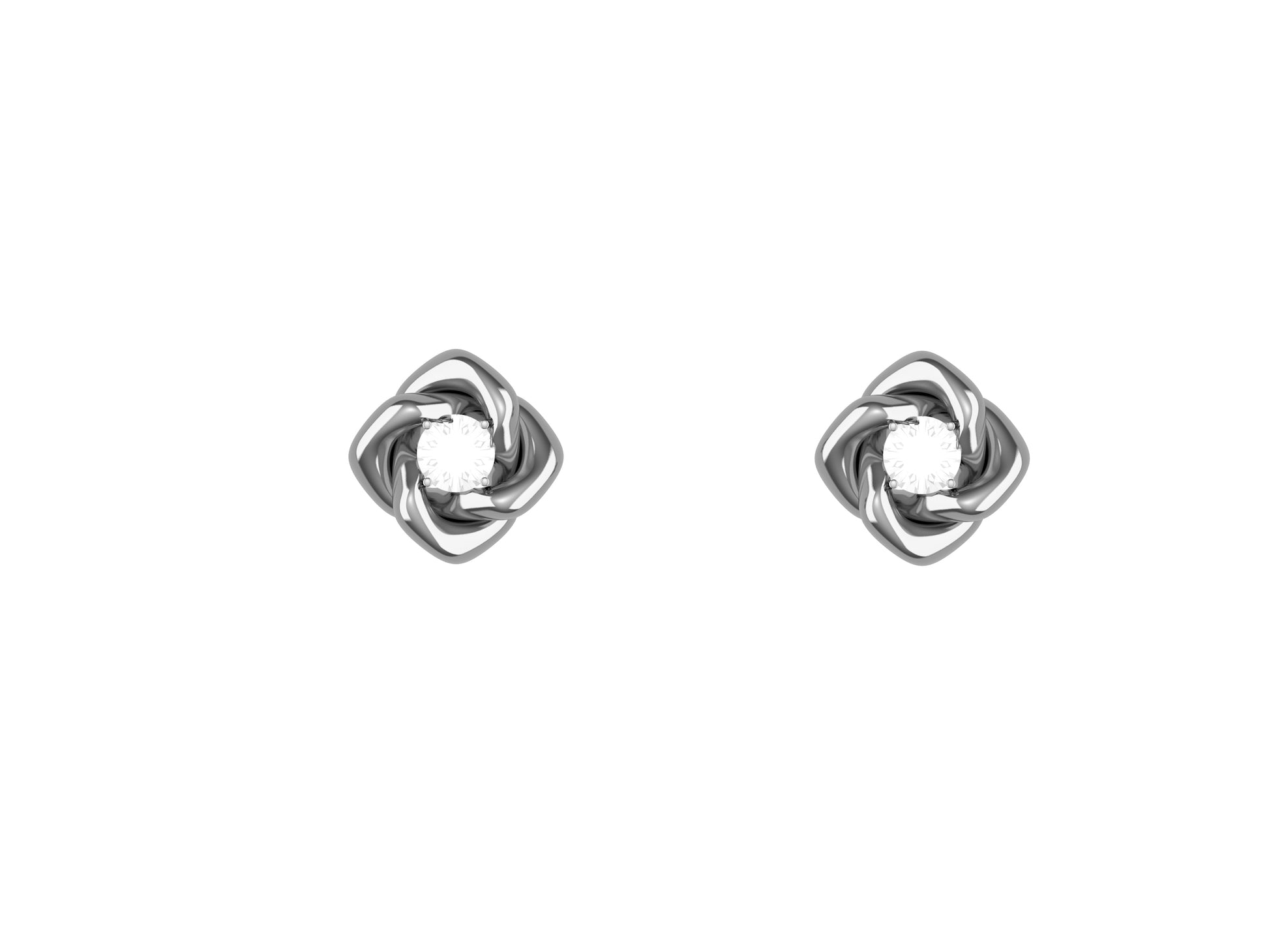 Gemmes De La Divinite earrings, 18K white gold, diamonds. Diameter of the pattern: 8.5 mm.