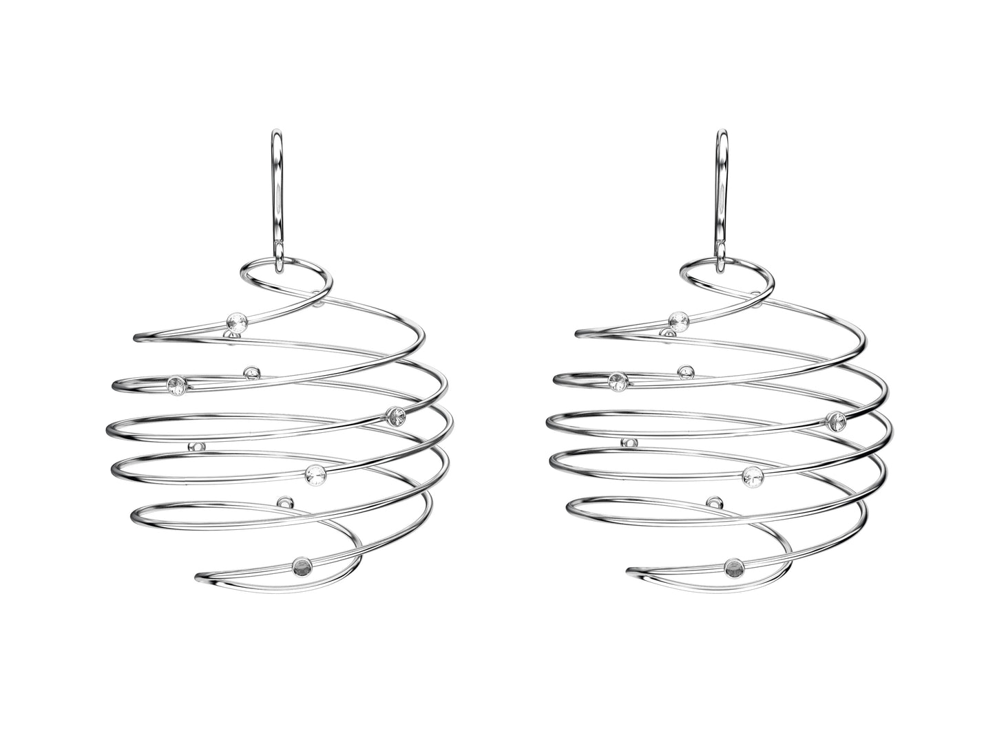 Hit New Style earrings, 18K white gold, 20 diamonds totaling 0,2 car. Inner diameter: 30 mm.