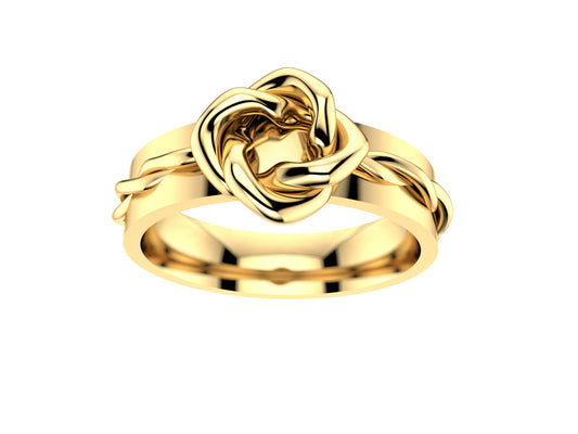 Flores de MatiJaro ring, 18K yellow gold. Width of the pattern: 9.0 mm.