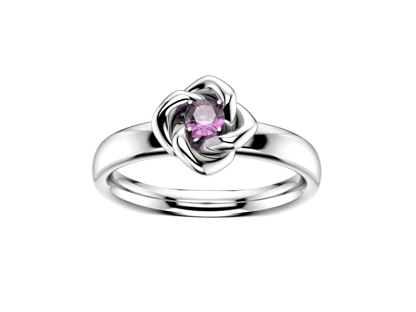 Gemmes De La Divinite ring, 18K white gold set with pink sapphire. Width of the pattern: 18.0 mm.