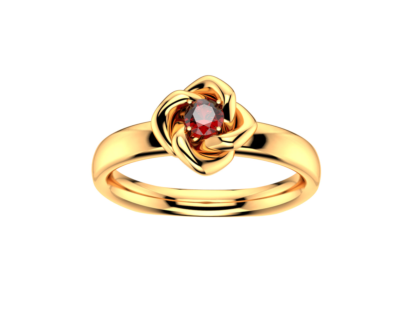 Gemmes De La Divinite ring, 18K rose gold set with ruby. Width of the pattern: 18.0 mm.