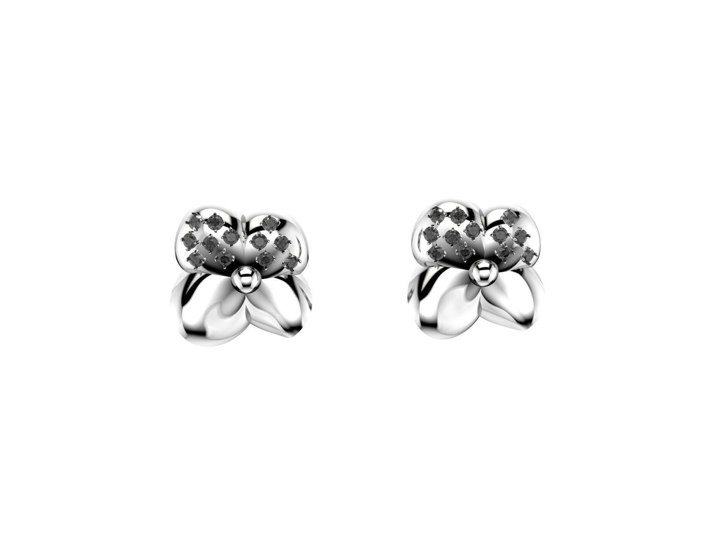 Flores de MatiJaro earrings, 18K white gold, each set with 24 brilliant-cut diamonds.    