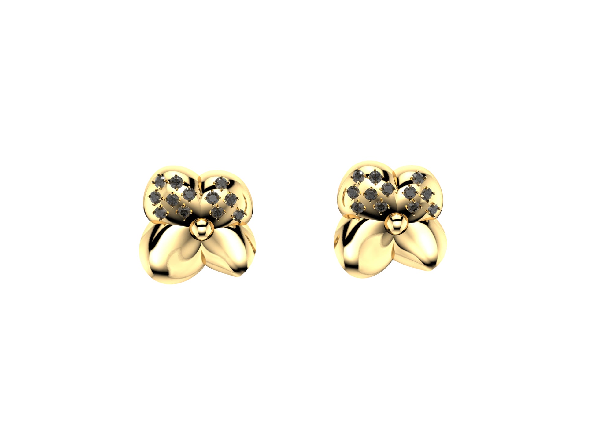 Flores de MatiJaro earrings, 18K yellow gold, each set with 24 brilliant-cut diamonds.    