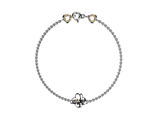 Flower bracelet, 18K white gold.