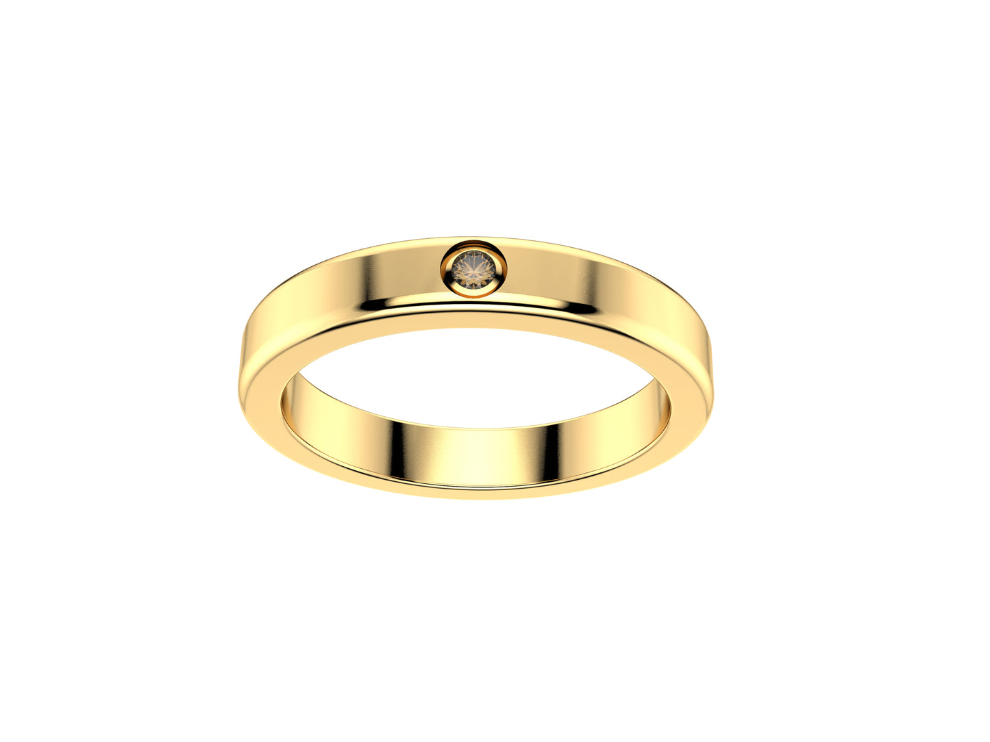 Love wedding band, width 3 mm, 18 K yellow gold, set with a brilliant-cut diamond of 0.014 carat.