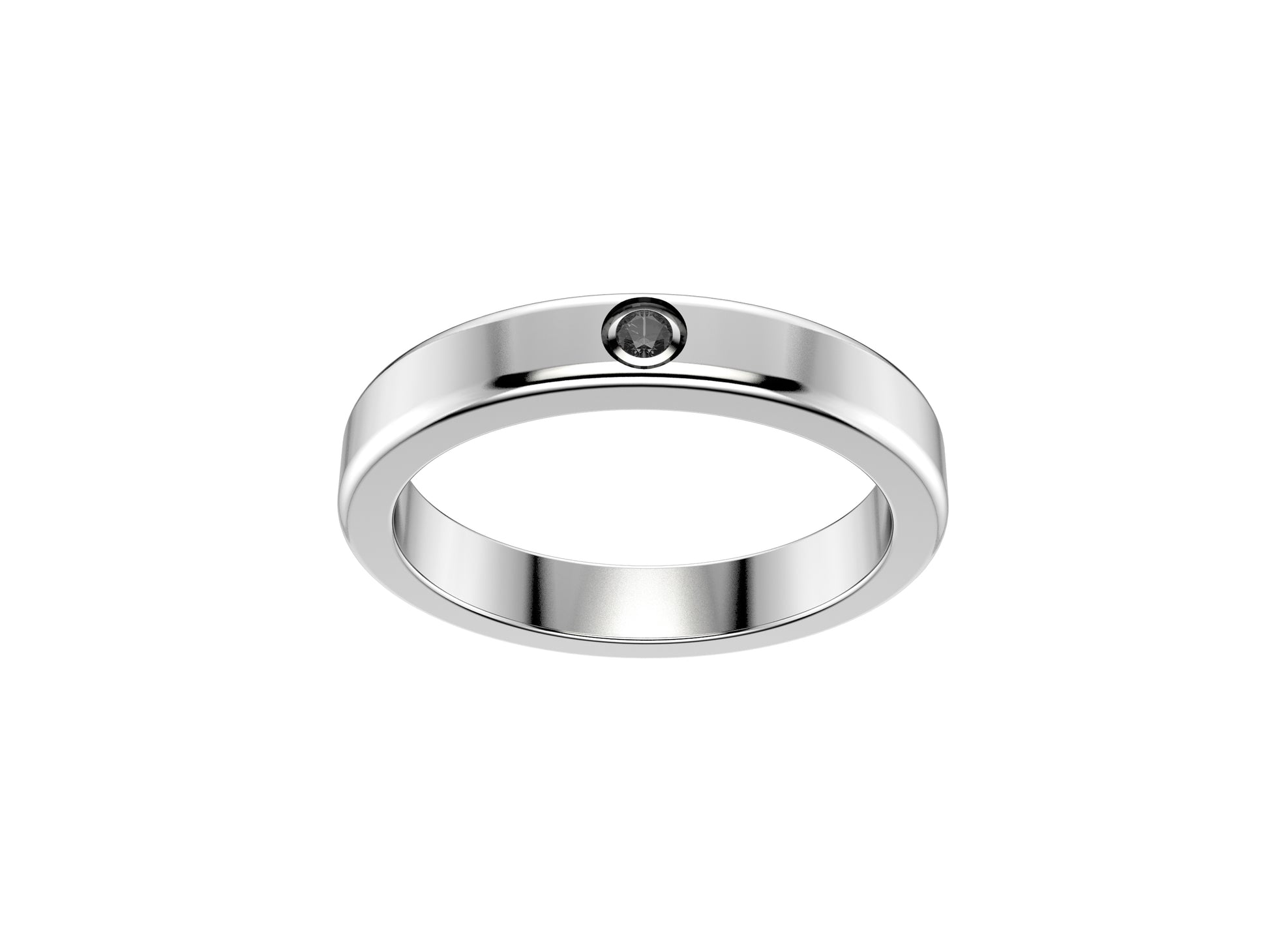 Love wedding band, width 3 mm, platinum 950‰, set with a brilliant-cut diamond of 0.014 carat.